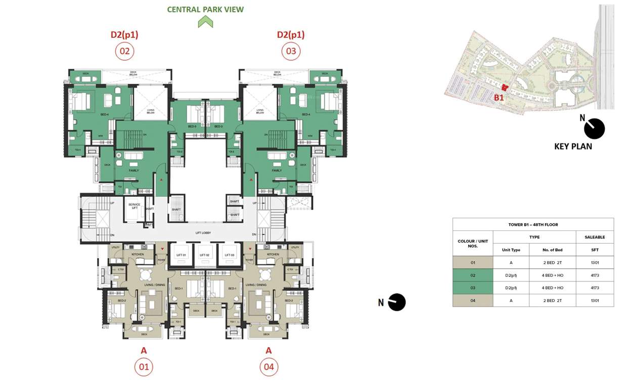 mulberry at the prestige city Birch Block 2 B1 Cluster Plan For 48th Floor