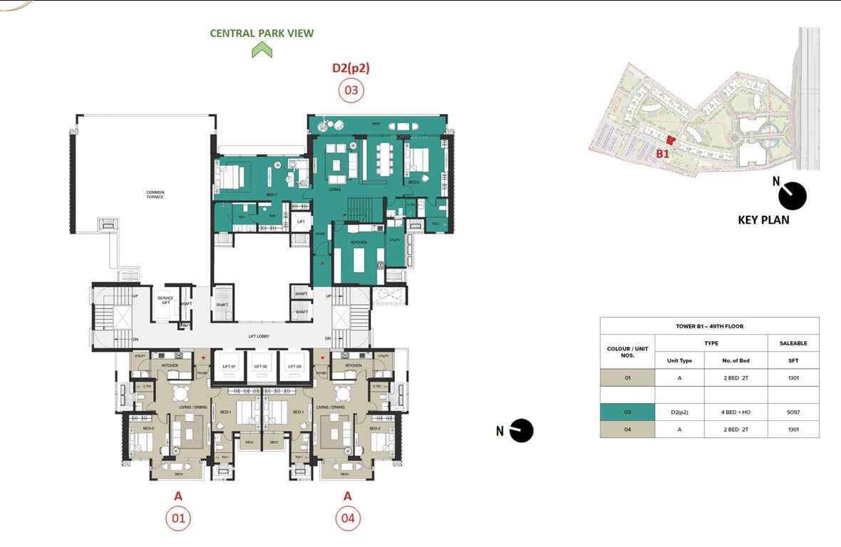 mulberry at the prestige city Birch Block 2 B1 Cluster Plan For 49th Floor