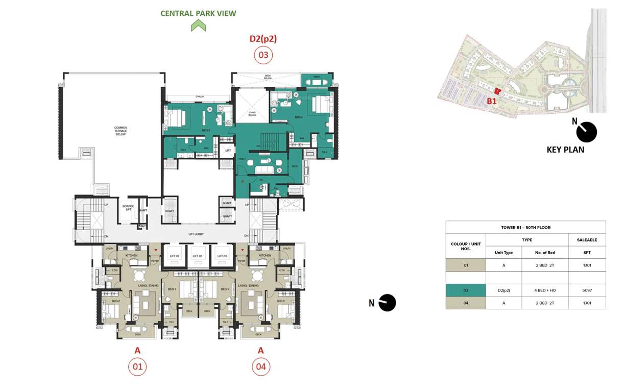 mulberry at the prestige city Birch Block 2 B1 Cluster Plan For 50th Floor