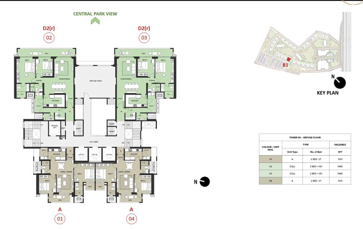 mulberry at the prestige city Birch Block 2 B1 Refuge Cluster Plan For 18th, 28th, 37th & 46th Floor