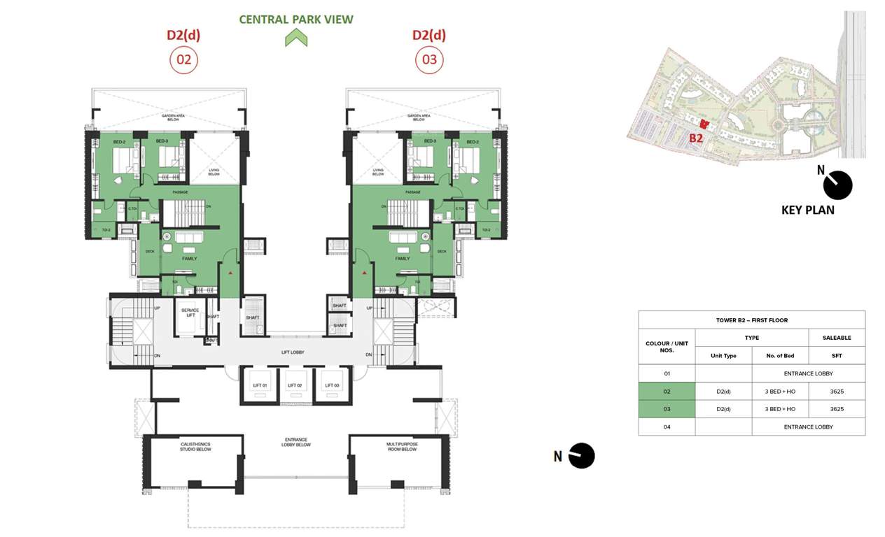 mulberry at the prestige city Birch Block 2 B2 Cluster Plan For 1st Floor