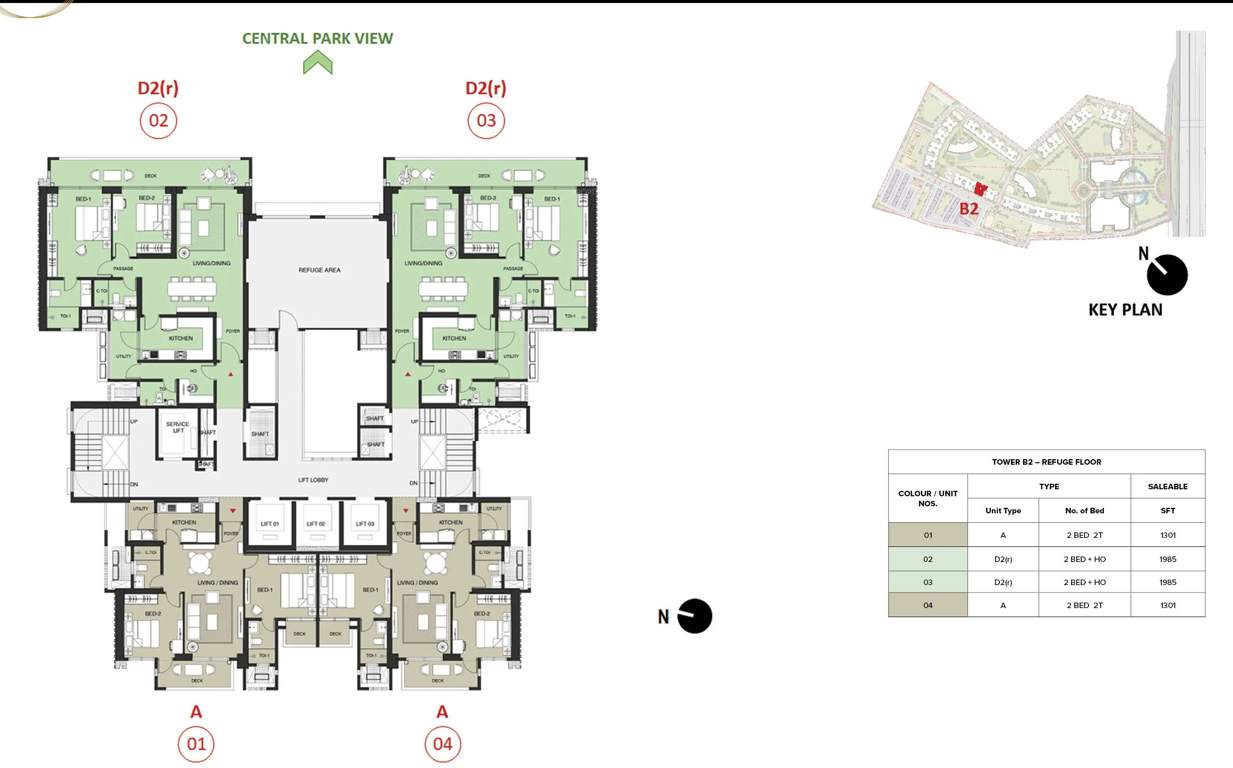 mulberry at the prestige city Birch Block 2 B2 Refuge Cluster Plan For 18th, 28th, 37th & 46th Floor