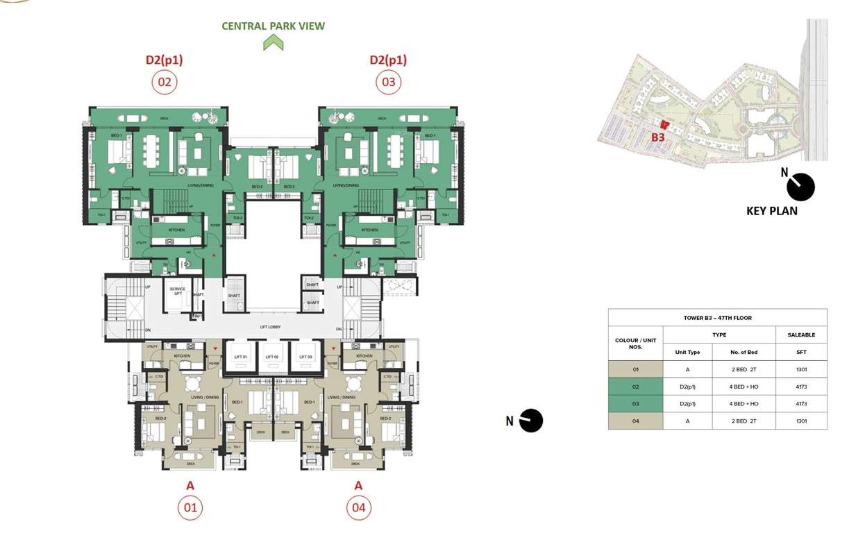 mulberry at the prestige city Birch Block 2 B3 Cluster Plan For 47th Floor