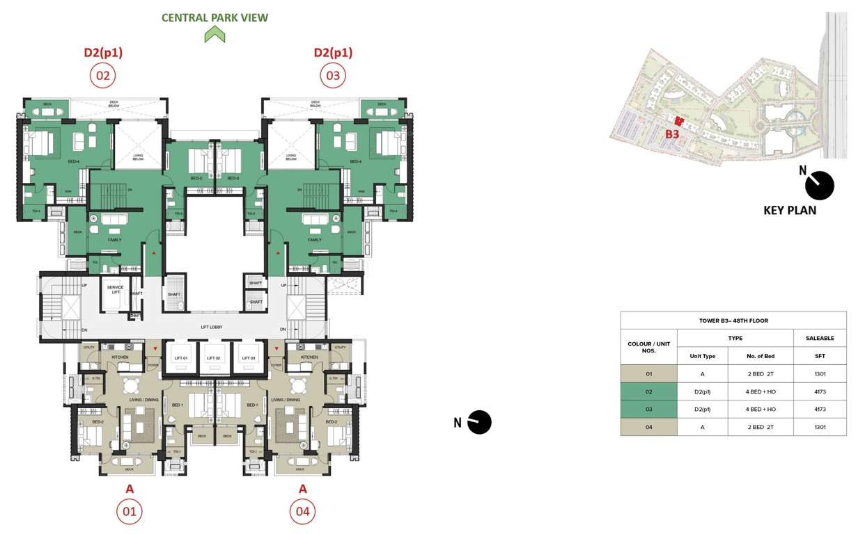 mulberry at the prestige city Birch Block 2 B3 Cluster Plan For 48th Floor