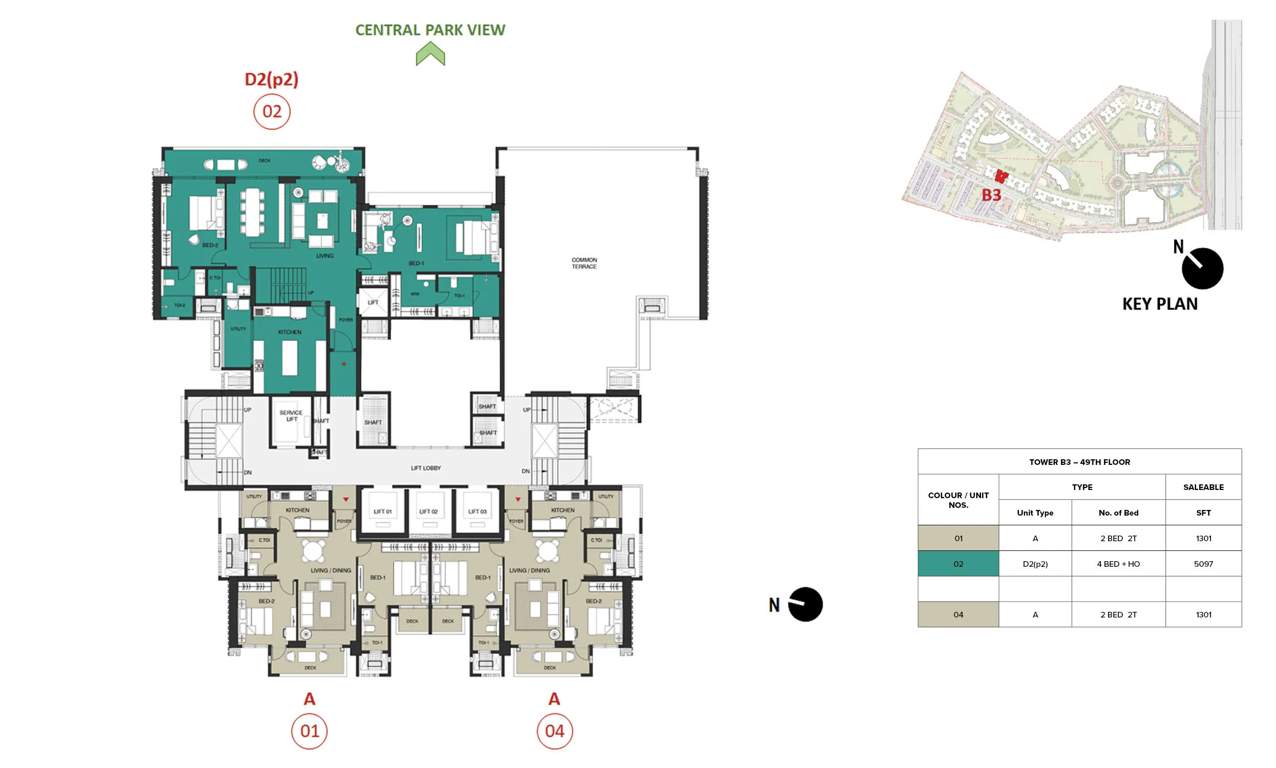 mulberry at the prestige city Birch Block 2 B3 Cluster Plan For 49th Floor