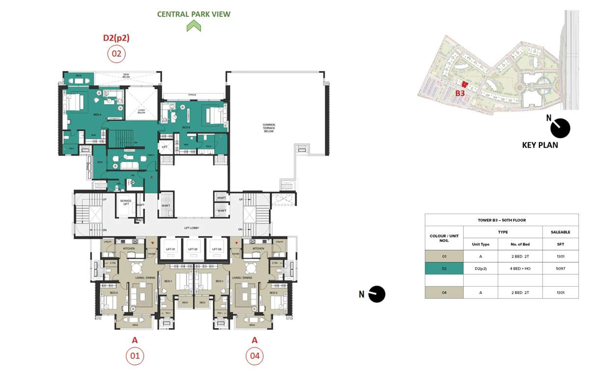 mulberry at the prestige city Birch Block 2 B3 Cluster Plan For 50th Floor
