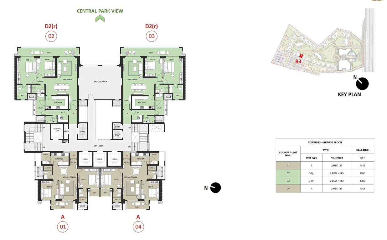 mulberry at the prestige city Birch Block 2 B3 Refuge Cluster Plan For 18th, 28th, 37th & 46th Floor
