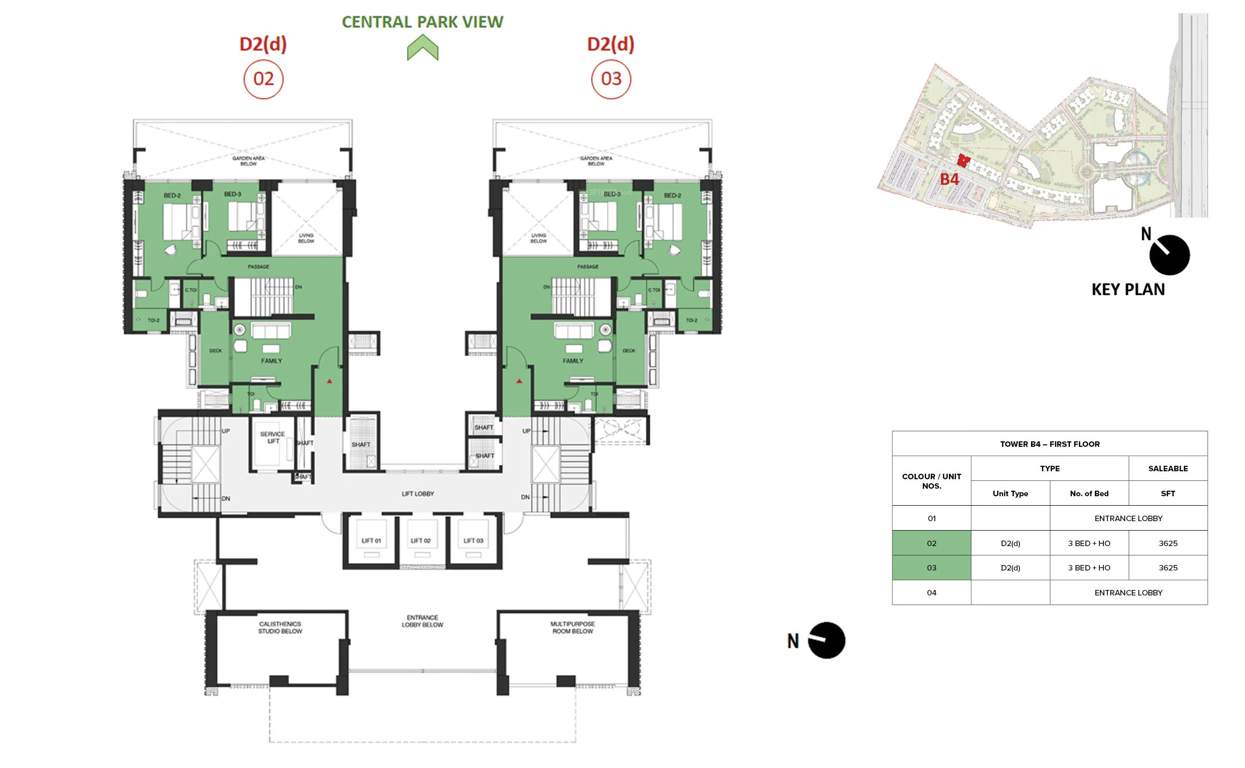 mulberry at the prestige city Birch Block 2 B4 Cluster Plan For 1st Floor