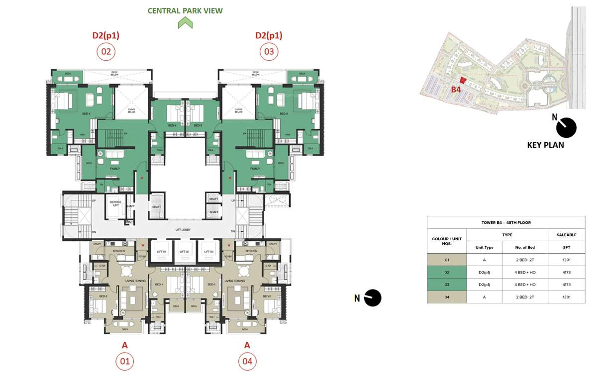 mulberry at the prestige city Birch Block 2 B4 Cluster Plan For 48th Floor