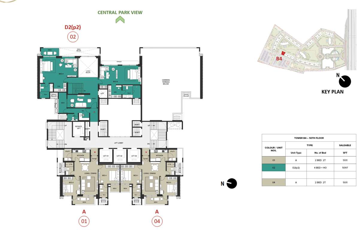 mulberry at the prestige city Birch Block 2 B4 Cluster Plan For 50th Floor