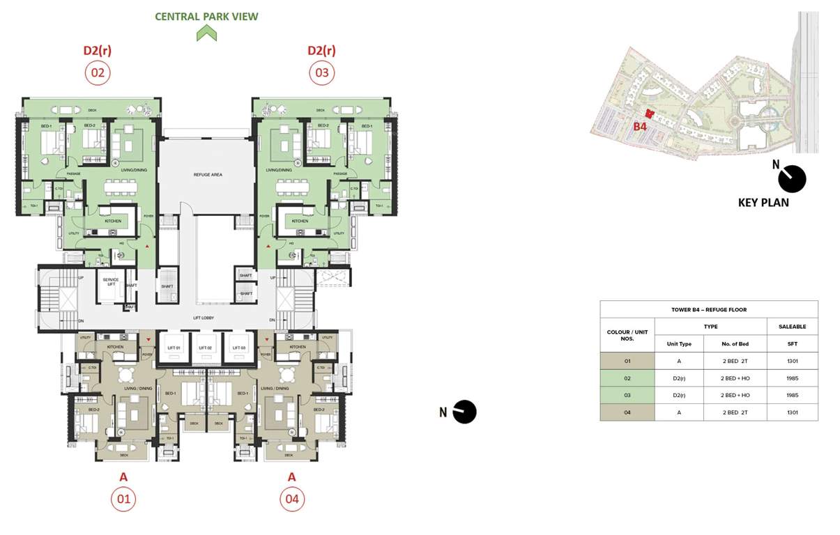 mulberry at the prestige city Birch Block 2 B4 Refuge Cluster Plan For 18th, 28th, 37th & 46th Floor