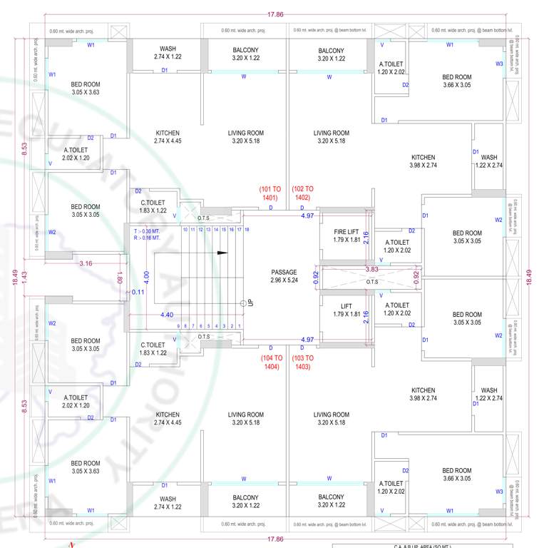 pratishtha homes Block B,C and D Cluster Plan from 1st to 14th Floor