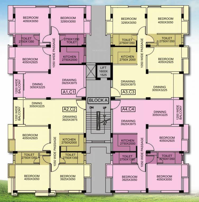  pushpak rezidency Block A and C Cluster Plan from 1st to 4th Floor