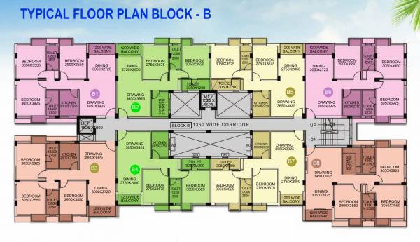  pushpak-rezidency Block B Cluster Plan from 1st to 4th Floor