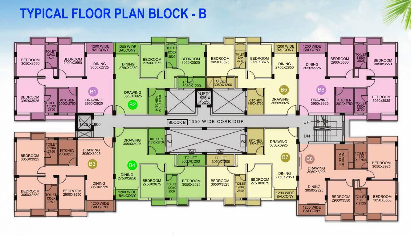  pushpak rezidency Block B Cluster Plan from 1st to 4th Floor