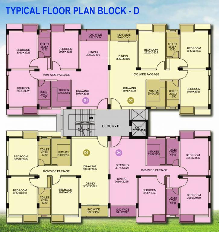  pushpak rezidency Block D Cluster Plan from 1st to 4th Floor