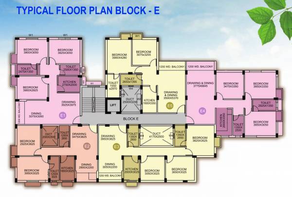  pushpak-rezidency Block E Cluster Plan from 1st to 4th Floor
