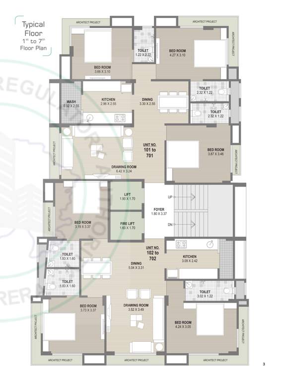  rivera apartment Rivera Apartment Cluster Plan from 1st to 7th Floor