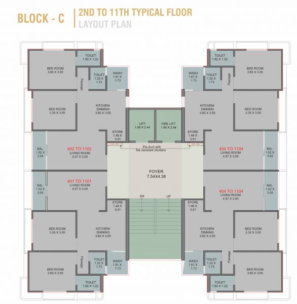  sahitya-nest C Cluster Plan from 2nd to 11th Floor