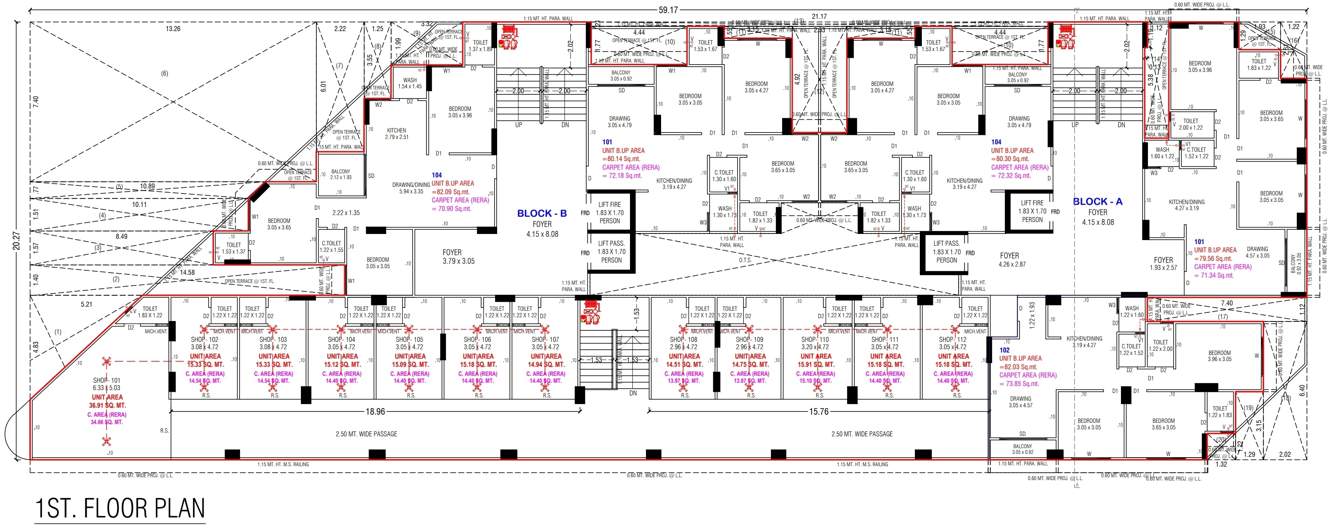  castle Block A & B Cluster Plan for 1st Floor