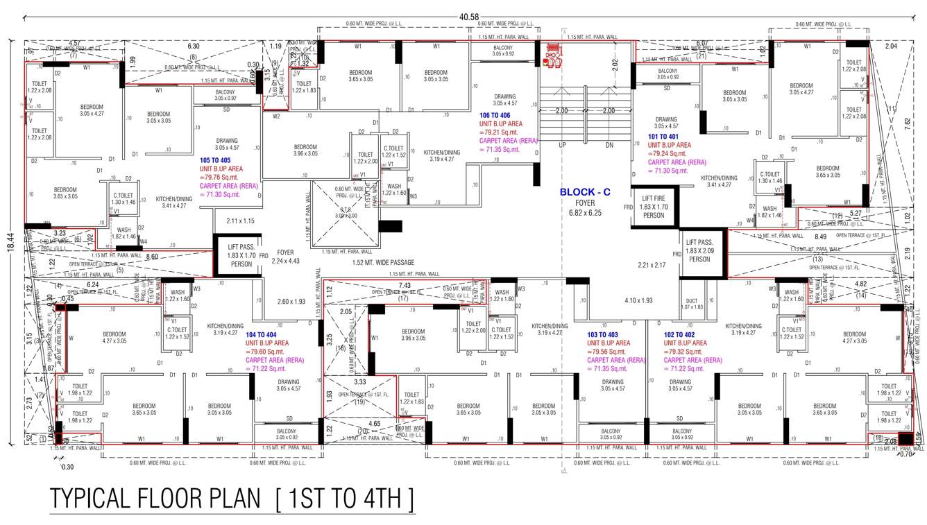  castle Block C Cluster Plan from 1st to 4th Floor
