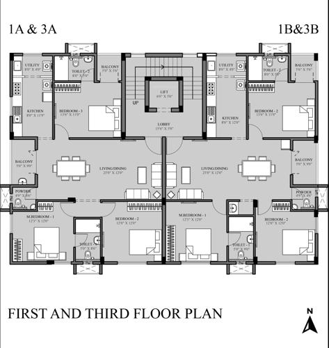  gokulam Ramaniyam Gokulam Cluster Plan from 1st and 3rd Floor