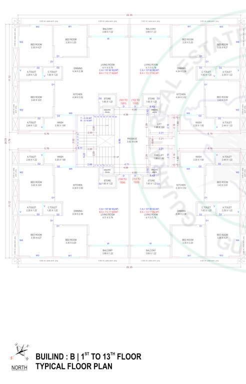  pratham avencia B Cluster Plan from 1st to 13th Floor
