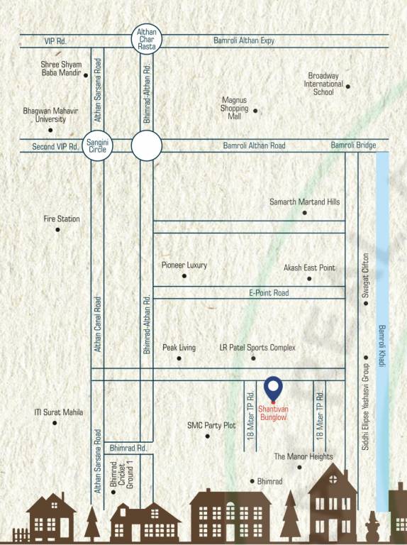 shantivan bungalows Location Plan