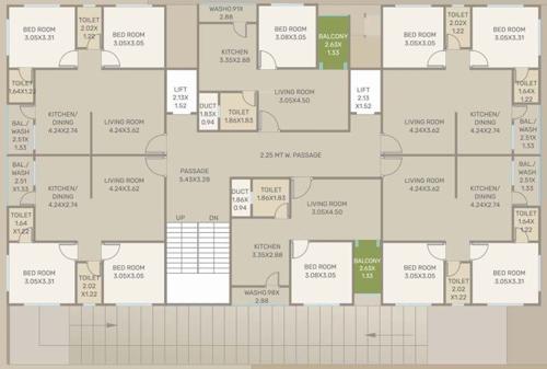  satsang-residency Block A Cluster Plan from 1st to 4th Floor