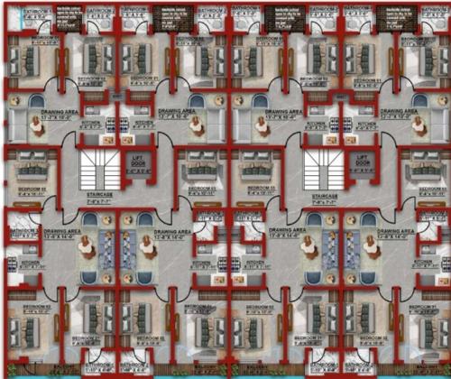 Skyline Apartment Cluster Plan from 1st to 4th Floor skyline-apartment Skyline Apartment Cluster Plan from 1st to 4th Floor