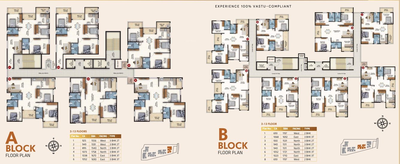 anahata Tower A+B Cluster Plan from 1st to 13th Floor