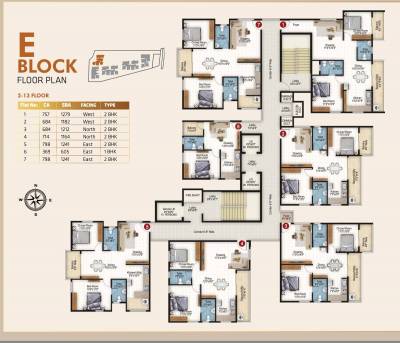  anahata Tower E Cluster Plan from 1st to 13th Floor