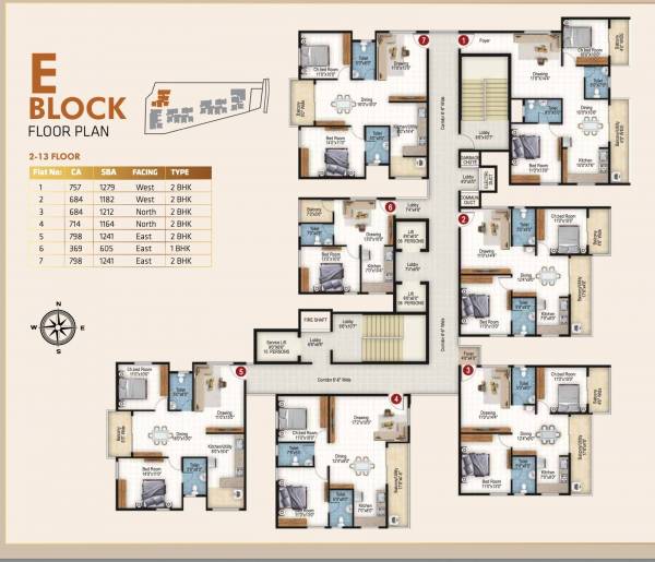  anahata Tower E Cluster Plan from 1st to 13th Floor