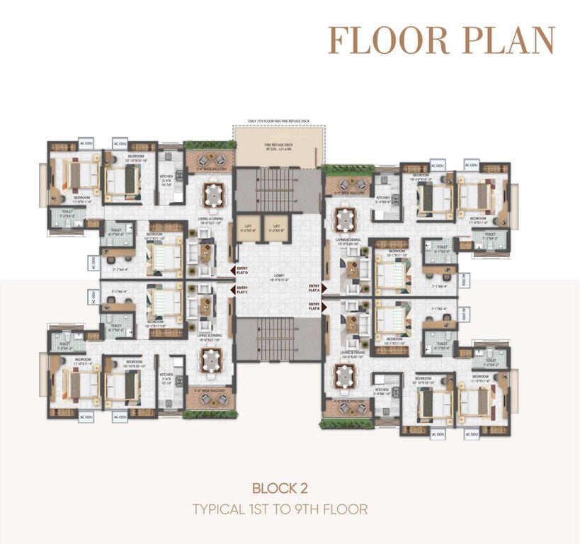  gulmohar Gulmohar Block B Cluster Plan from 1st to 9th Floor
