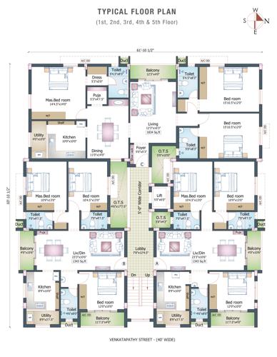  gettu-apartment Gettu Apartment Cluster Plan from 1st to 5th Floor