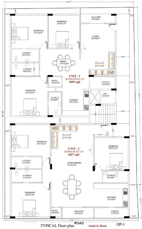 tranquil Eeshan Tranquil Cluster Plan for Typical Floor