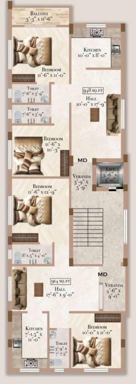  balambigai Block C Cluster Plan from 1st to 3rd Floor