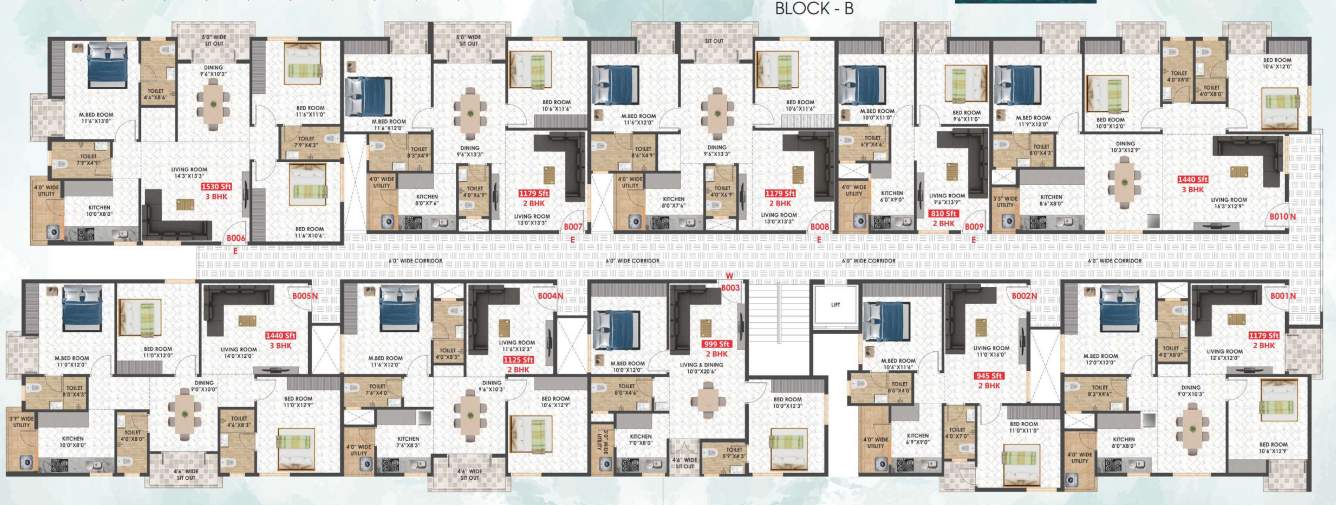  oakshine Block B Cluster Plan from 1st to 5th Floor