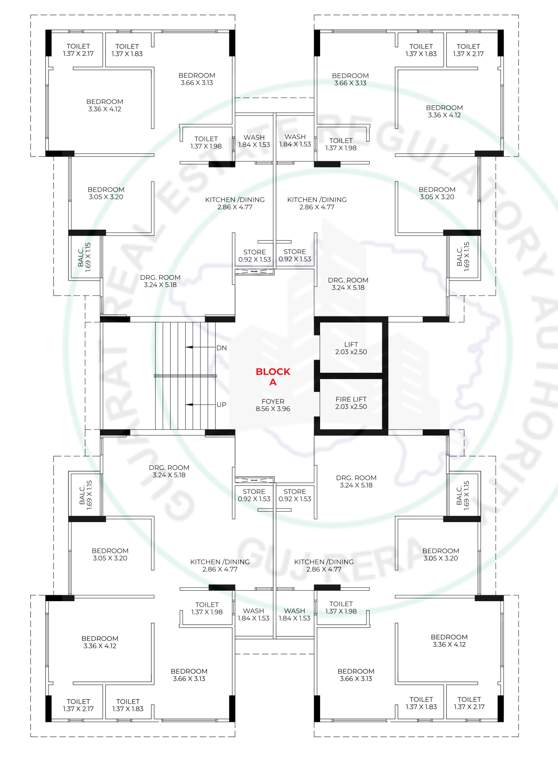  rudraksh Tower A Cluster Plan from 3rd to 11th Floor