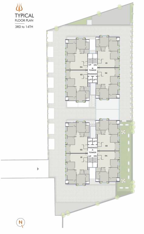  shivaay Tower A & B Cluster Plan from 3rd to 14th Floor