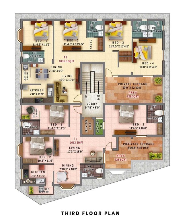  abroova rohini flats Abroova Rohini flats Cluster Plan 3rd Floor