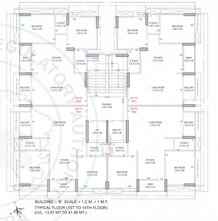 winter seasons B Cluster Plan from 1st to 14th Floor