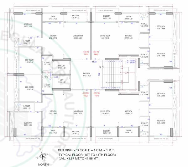D Cluster Plan from 1st to 14th Floor winter-seasons D Cluster Plan from 1st to 14th Floor