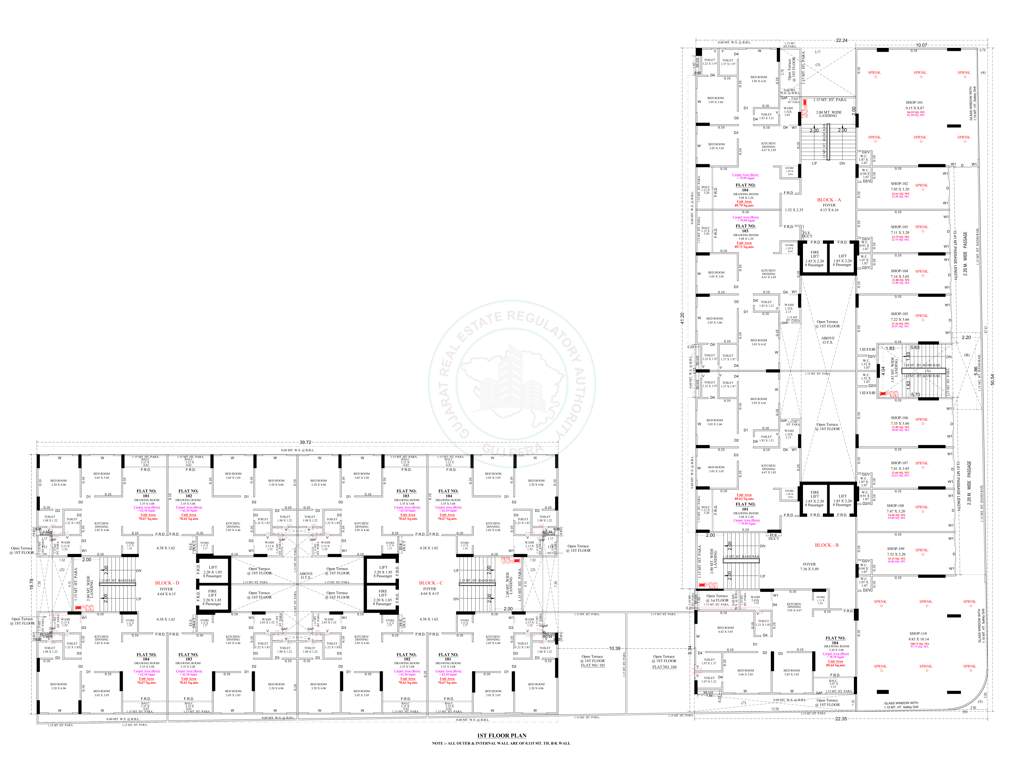  family A ,B,C,D Cluster Plan for 1st Floor