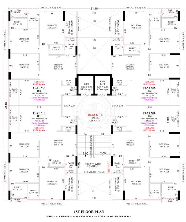  family E Cluster Plan for 1st Floor