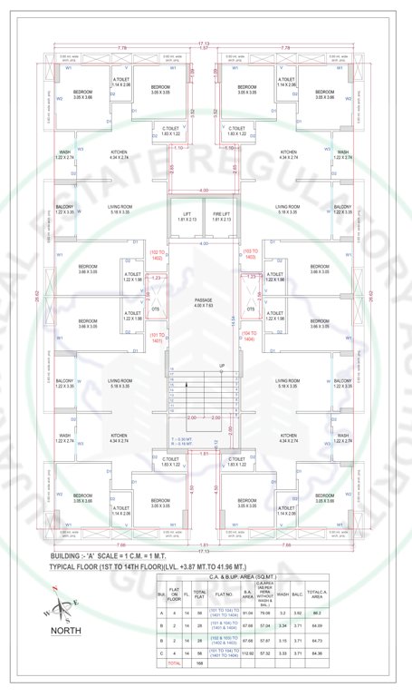  omkar heaven Building A Cluster Plan from 1st to 14th Floor