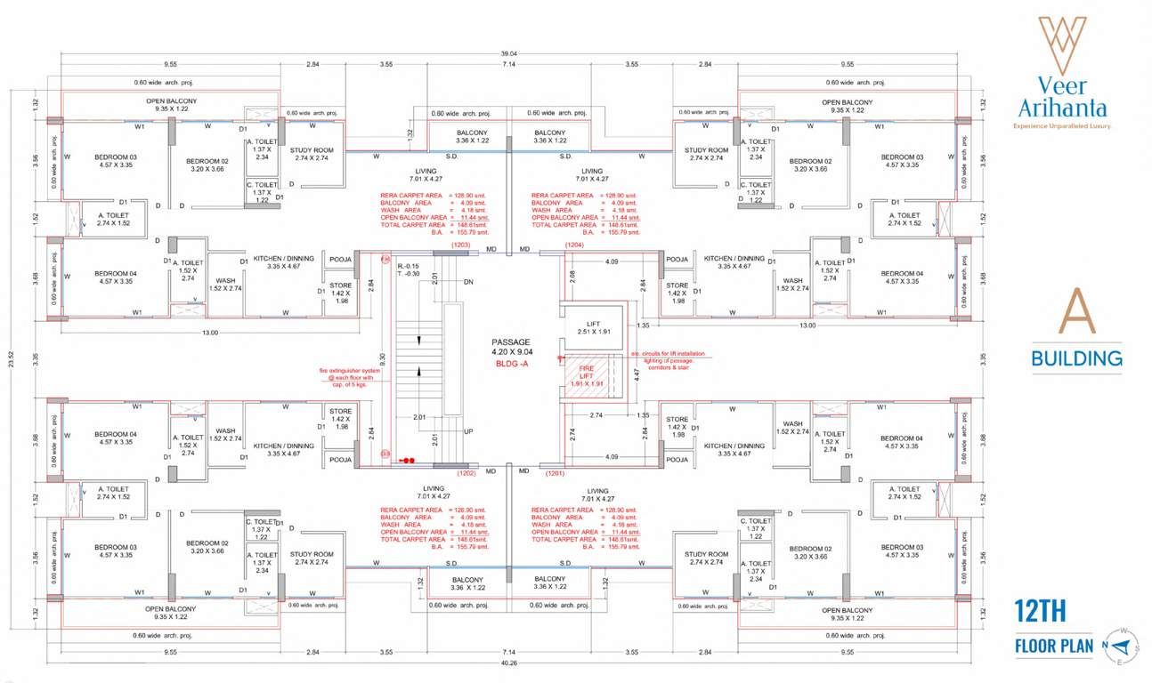  veer arihanta Block A Cluster Plan for 12th Floor