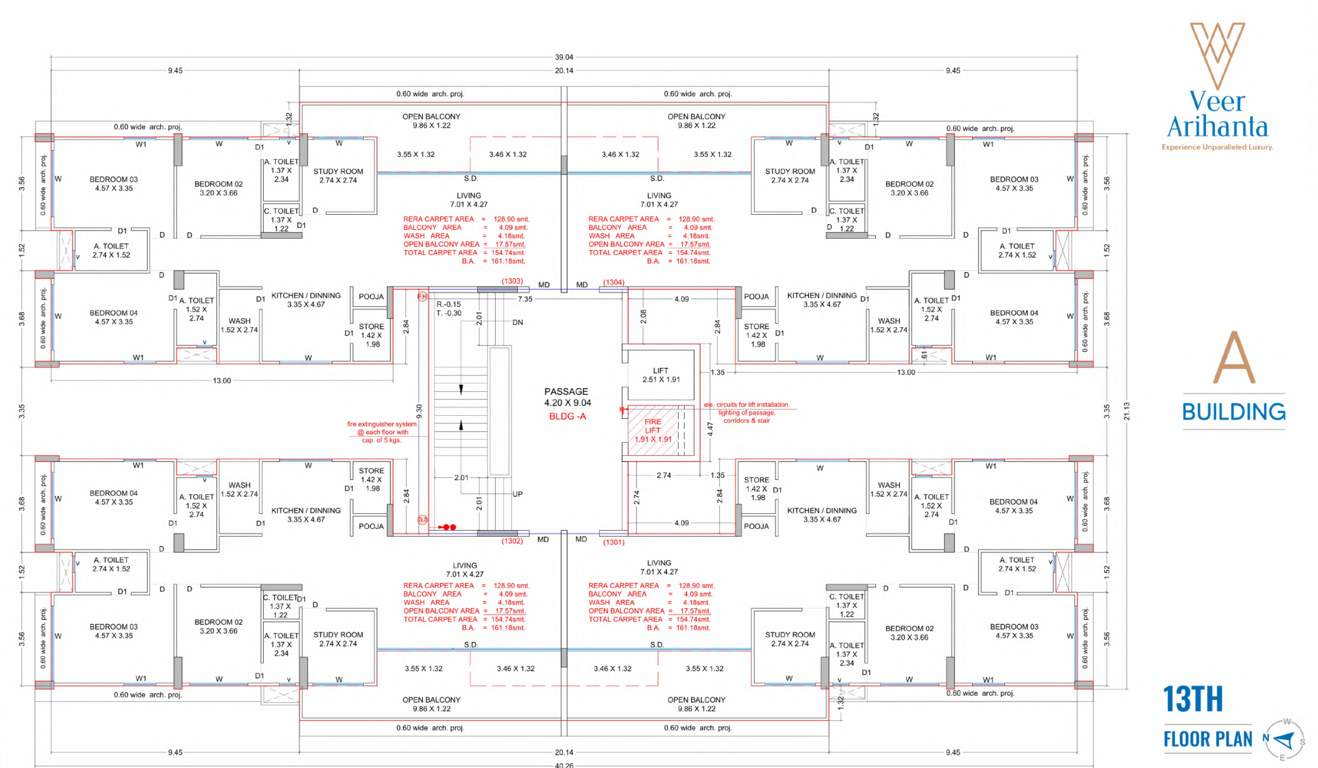  veer arihanta Block A Cluster Plan for 13th Floor