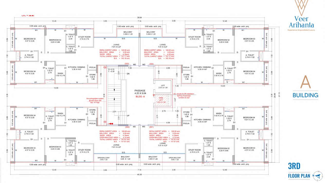  veer arihanta Block A Cluster Plan for 3rd Floor