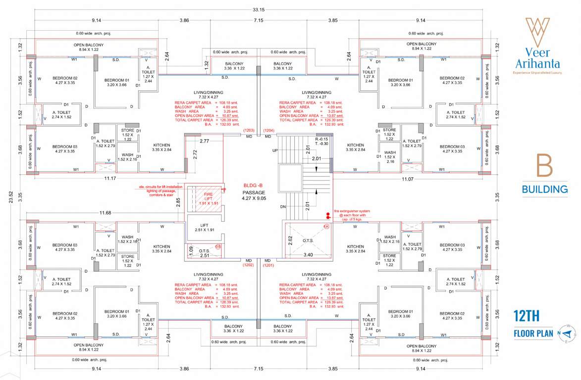  veer arihanta Block B Cluster Plan for 12th Floor